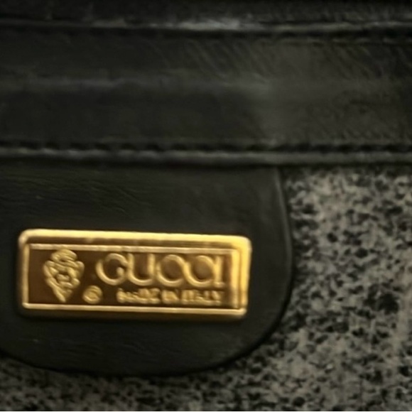 EUC GUCCI Vintage Micro GG Logo Canvas Shoulder Bag Black Navy Gorgeous - Picture 13 of 14